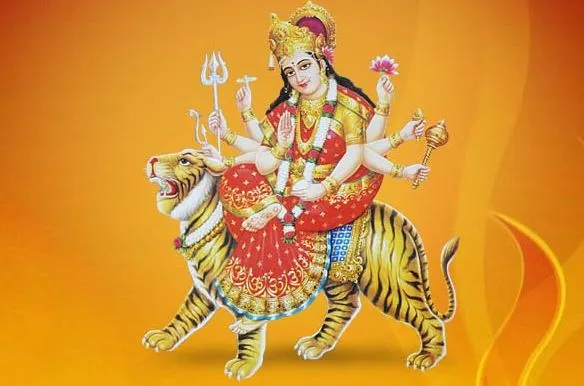 durga maa sitting on tiger photo